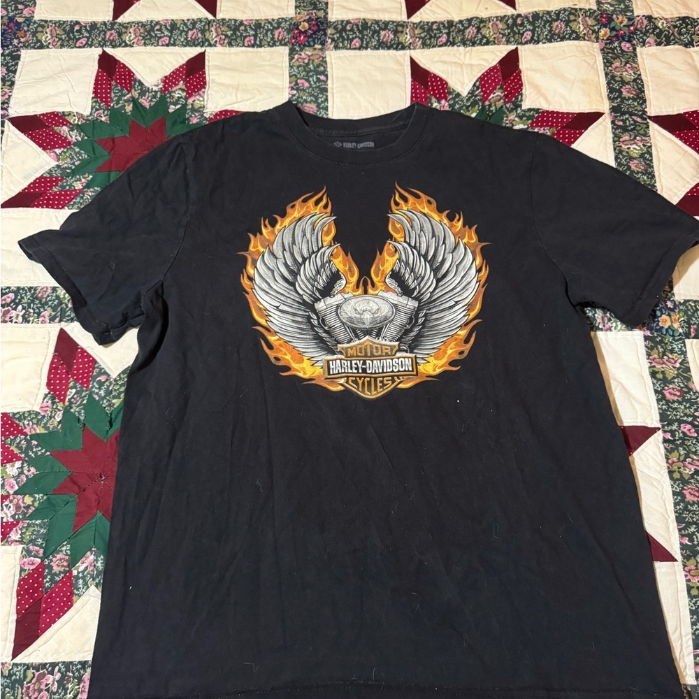 Harley-Davidson Black Tee with Flaming Wings